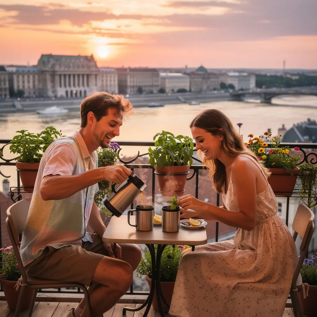Két csésze tea az asztalon, az egyik zöld, a másik gyümölcsös ízű.