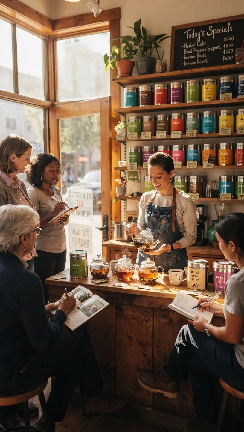 Egy tea készítési folyamat lépései, szárított gyógynövényekkel.