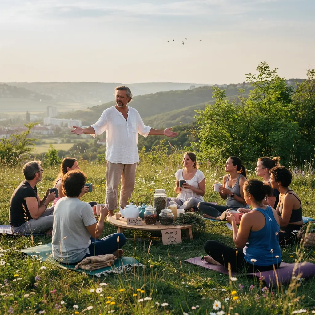 Zöld tea gőzölög egy csészében, mellette citromszeletek és méz.